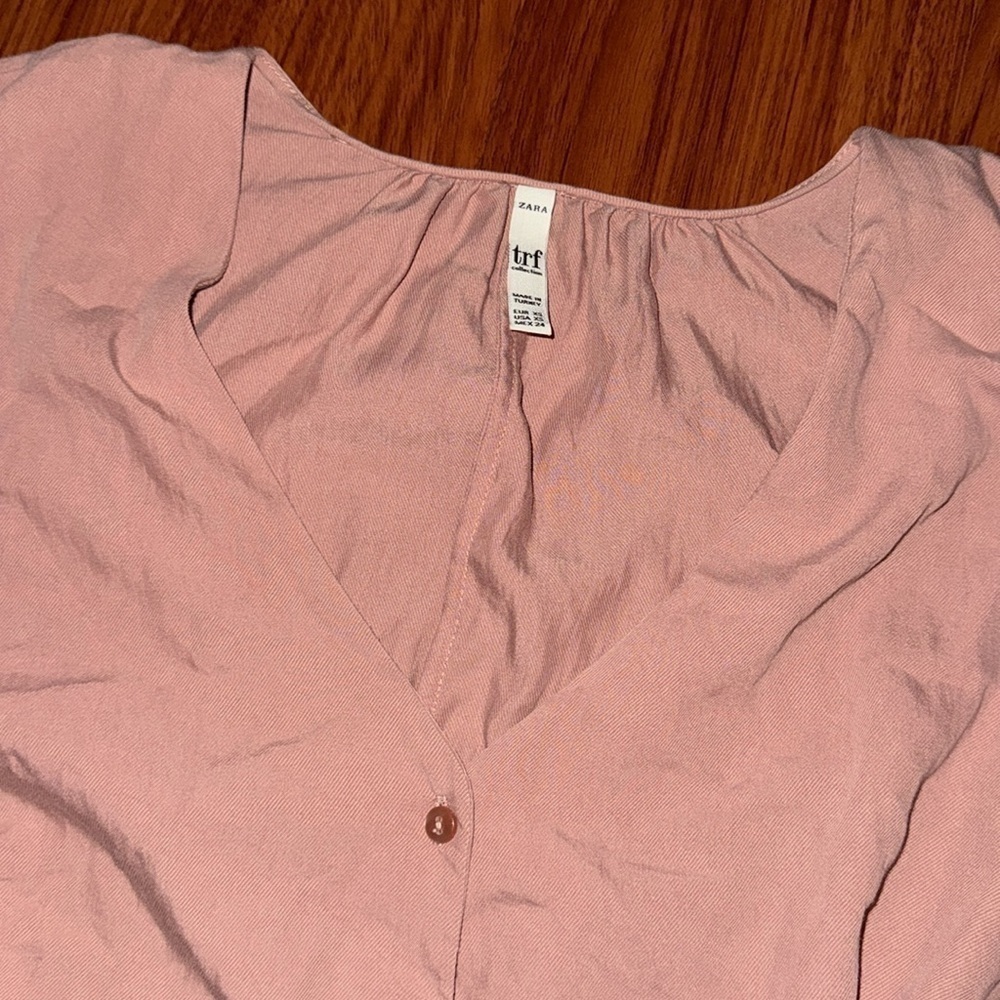 Zara TRF blouse Top Lyocell Mauve Dusty Pink Long Sleeve Popover Button Up XS - Picture 7 of 8